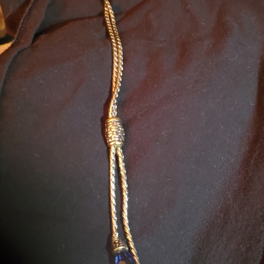 Bolo style Necklace. Purple/Blue crystal stones.